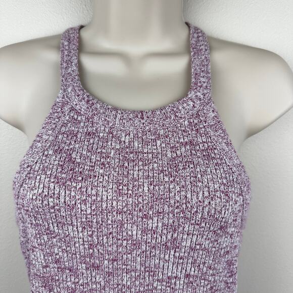 Maeve Anthropologie Harlan Knit Ribbed Tank Racerback Marled Purple Large - Picture 3 of 11